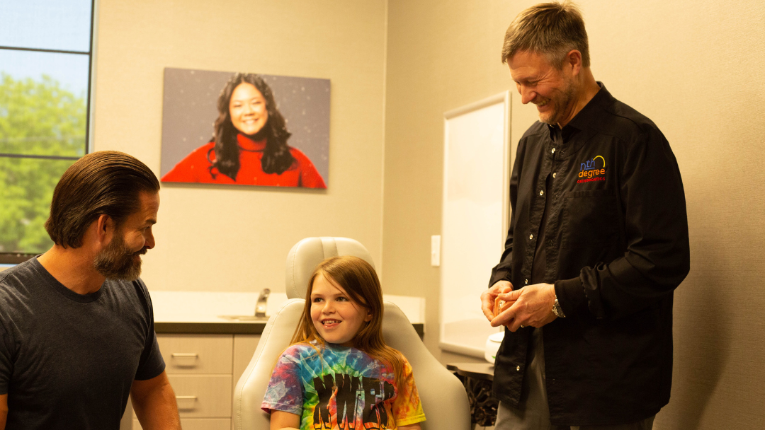 7 year old girl at her first orthodontic exam with a children's orthodontist in the upstate of south carolina