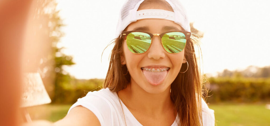 Girl showing her tongue out